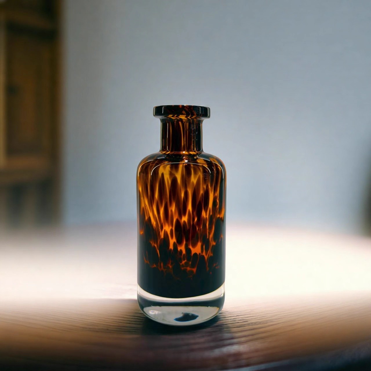 琥珀色豹纹玻璃花瓶摆件