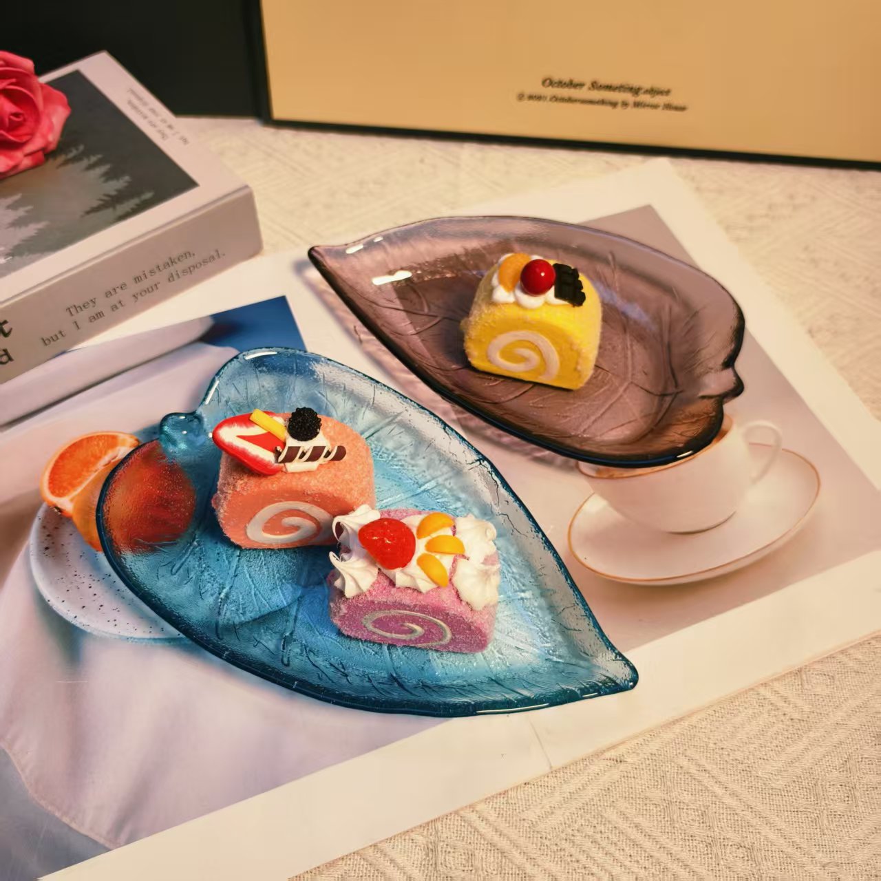 轻奢水晶玻璃叶子水果盘