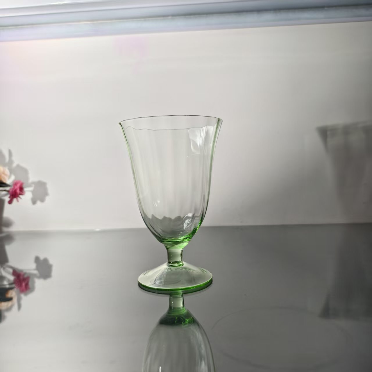 轻奢复古玳瑁彩色矮脚水晶玻璃杯