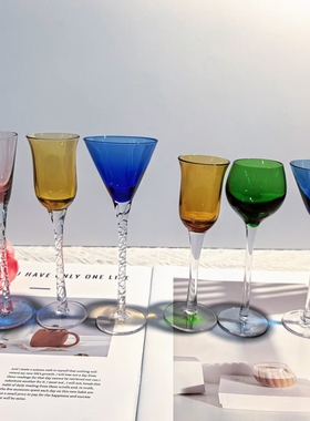 【可尔】6只小清新休闲风高脚小酒杯白酒杯个性简约酒杯家用D150