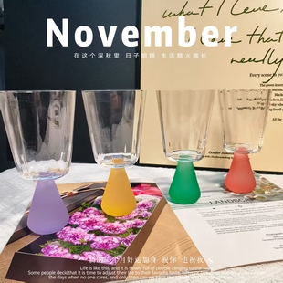 高脚杯复古香槟杯创意红酒杯水杯磨砂玻璃杯子果汁甜品杯 可尔