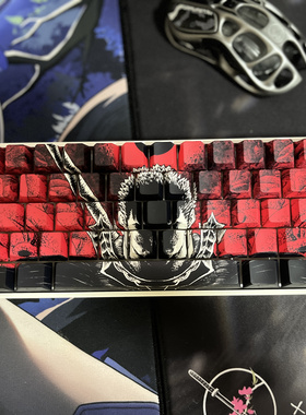 剑风格斯红色动漫主题PBT五面热升华原厂高度键帽侧刻透光精品