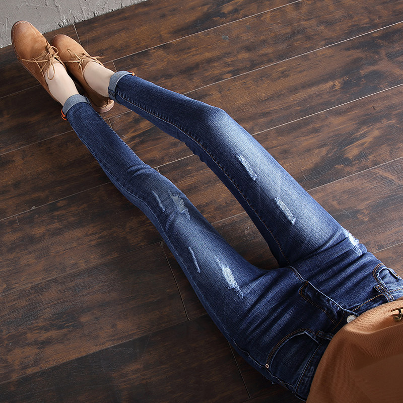 hole Paige Jeans Self cultivation Elastic force Plush trousers 2019 Autumn and winter new pattern Korean Edition Show thin Pencil pantsin the Women's clothing/Boutique , Jeans  category - from Buy2taobao.com to provide professional Taobao agent buy service