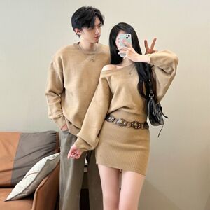 情侣装春秋2026新款ins超火毛衣连衣裙一男一女韩版法式针织衫潮