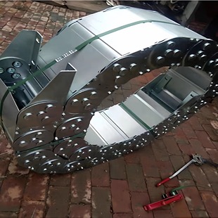 订制拖链钢制金属穿线重型坦克全封闭桥式 铝合金油管电缆传动链条