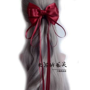 甜美淑女长飘带蝴蝶结扎马尾头绳弹簧夹横夹古风仙女飘带可爱发圈
