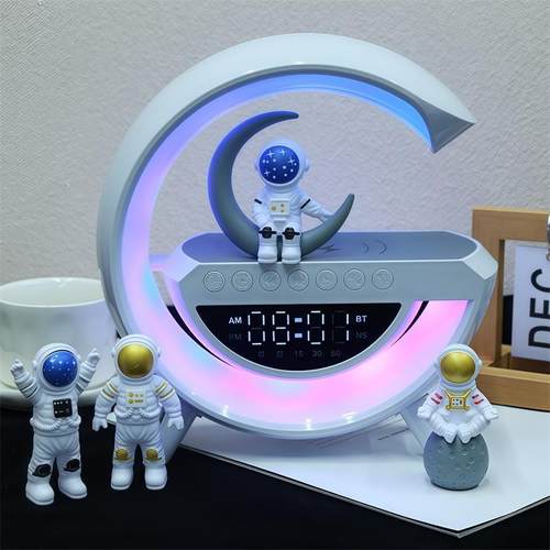 多功能无线充电蓝牙音响音量闹钟氛围台灯夜灯生日礼物男生音箱