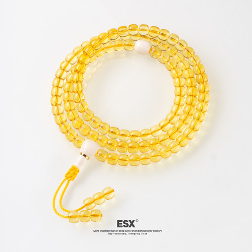 收藏级·天然原矿俄罗斯净水琥珀精工老型108佛珠8mm