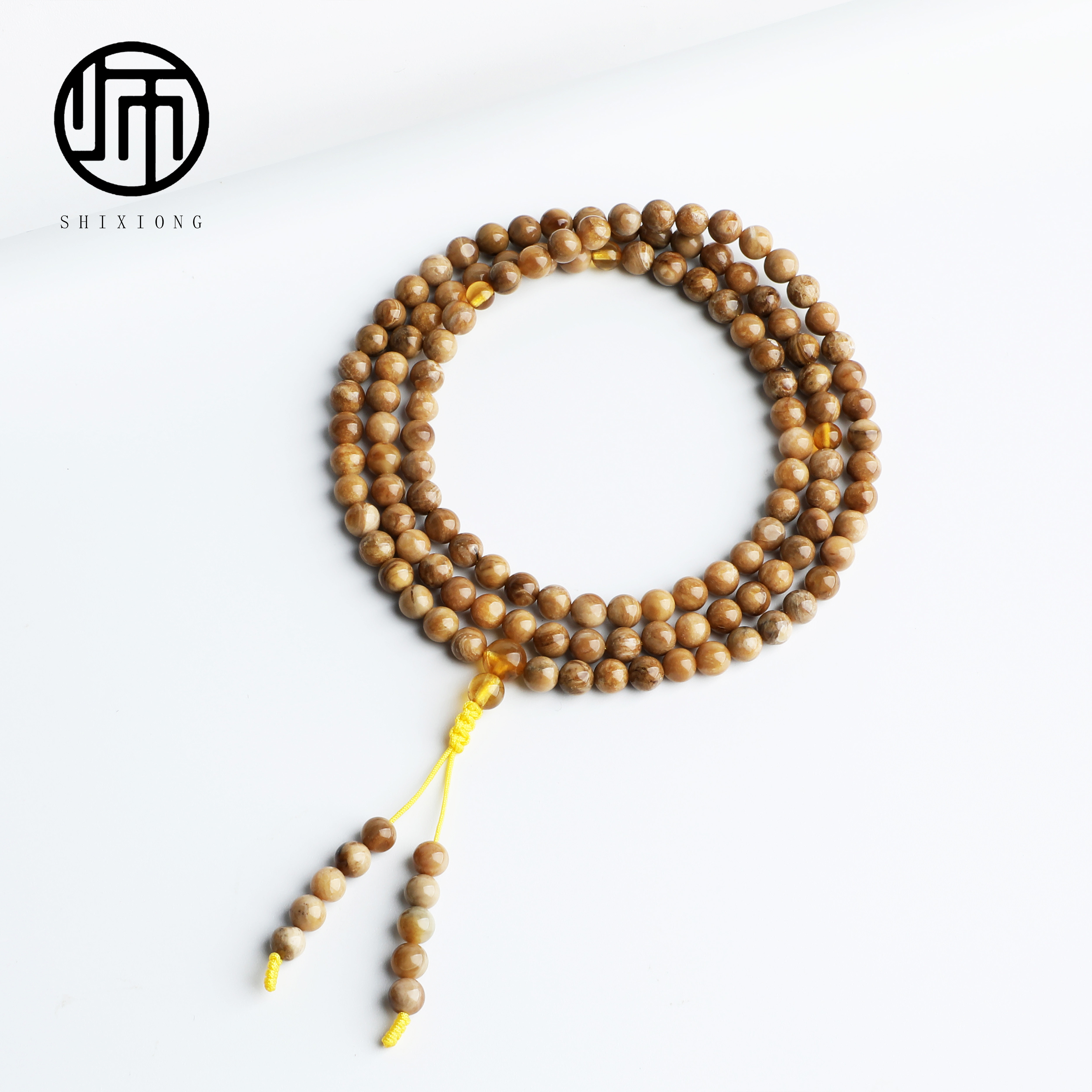 收藏级天然无优化原矿琥珀蜜蜡108颗佛珠4mm