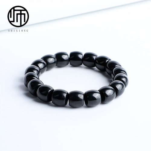 收藏级精工极限弧天然新疆和田玉塔青一细直切手串12mm