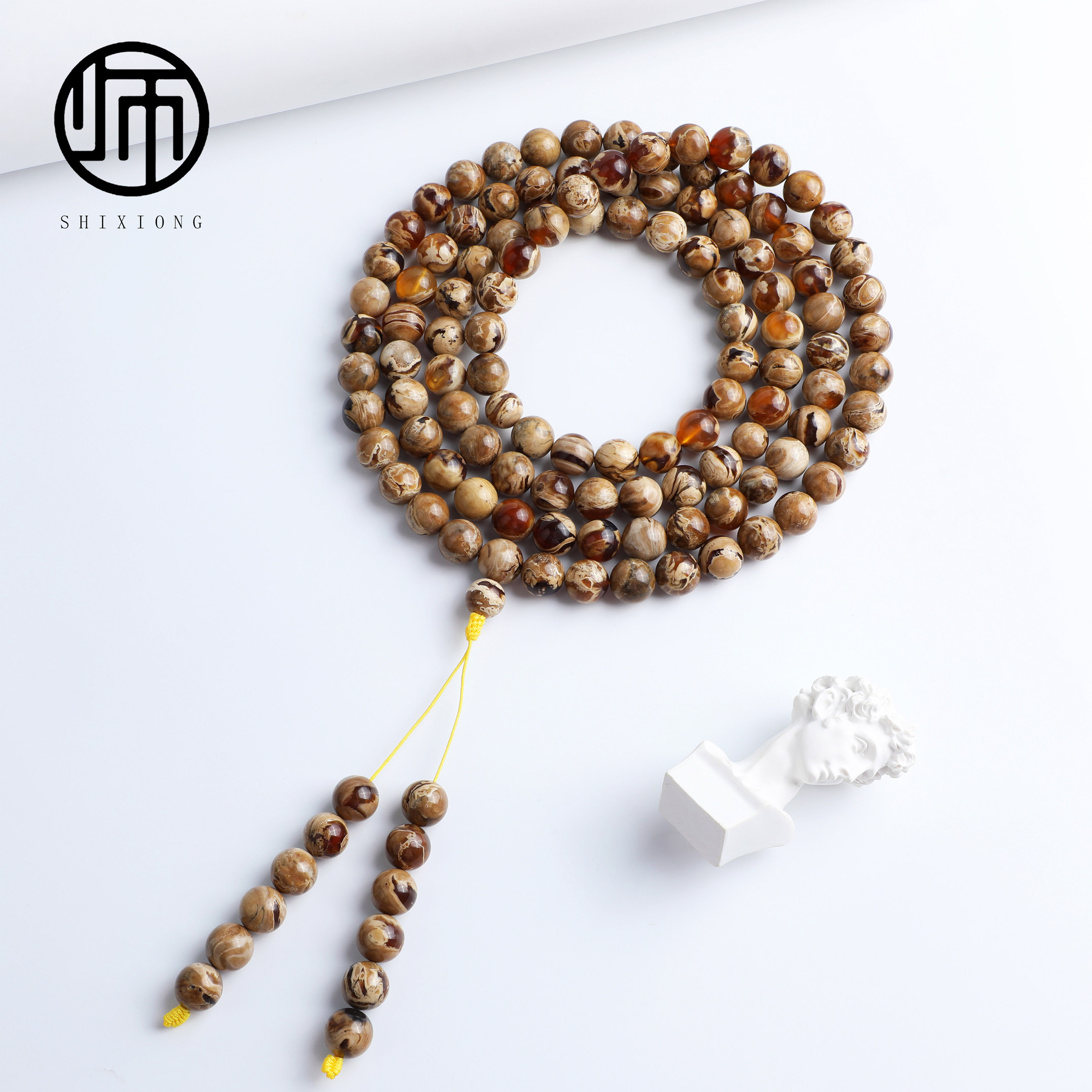 孤品珍藏级天然无优化原矿血蜜溶洞琥珀圆珠佛珠108颗11mm