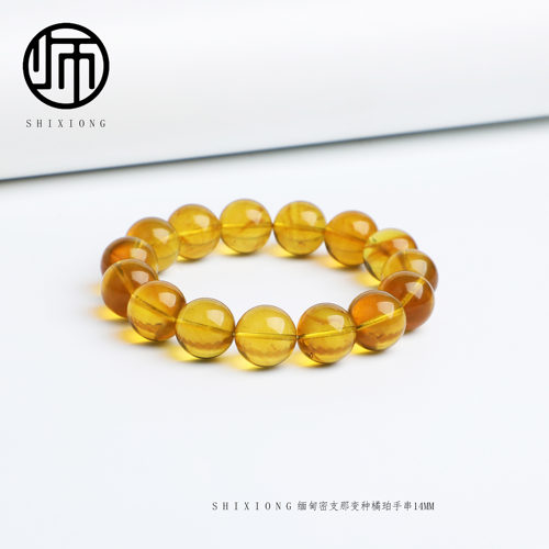 收藏级密支那变色变种琥珀橘珀手串14MM
