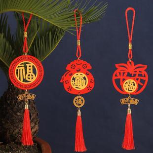 马新年春节年宵花装饰木牌小挂件室内绿植玄关商场物业喜庆吊挂饰