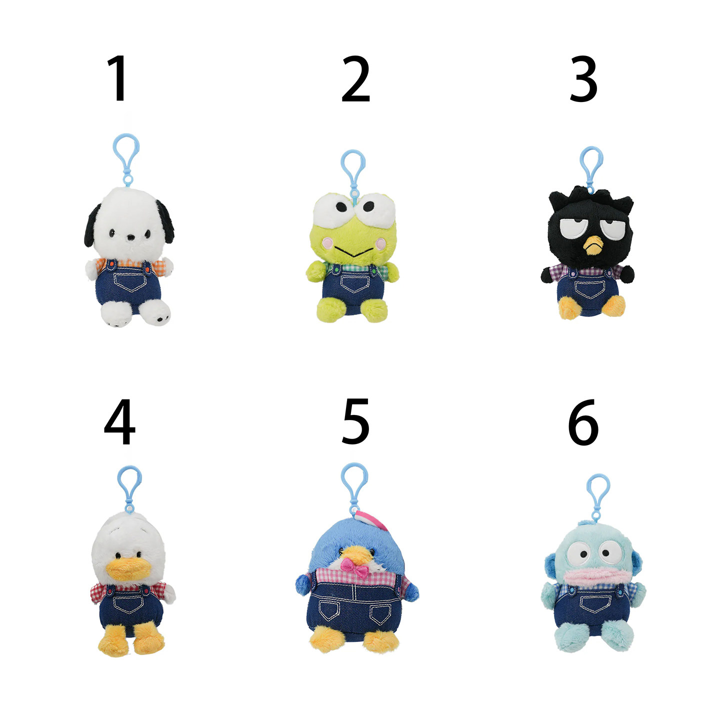 2026年9月份PC狗/Sanrio 工人裤系列毛公仔挂件-6款