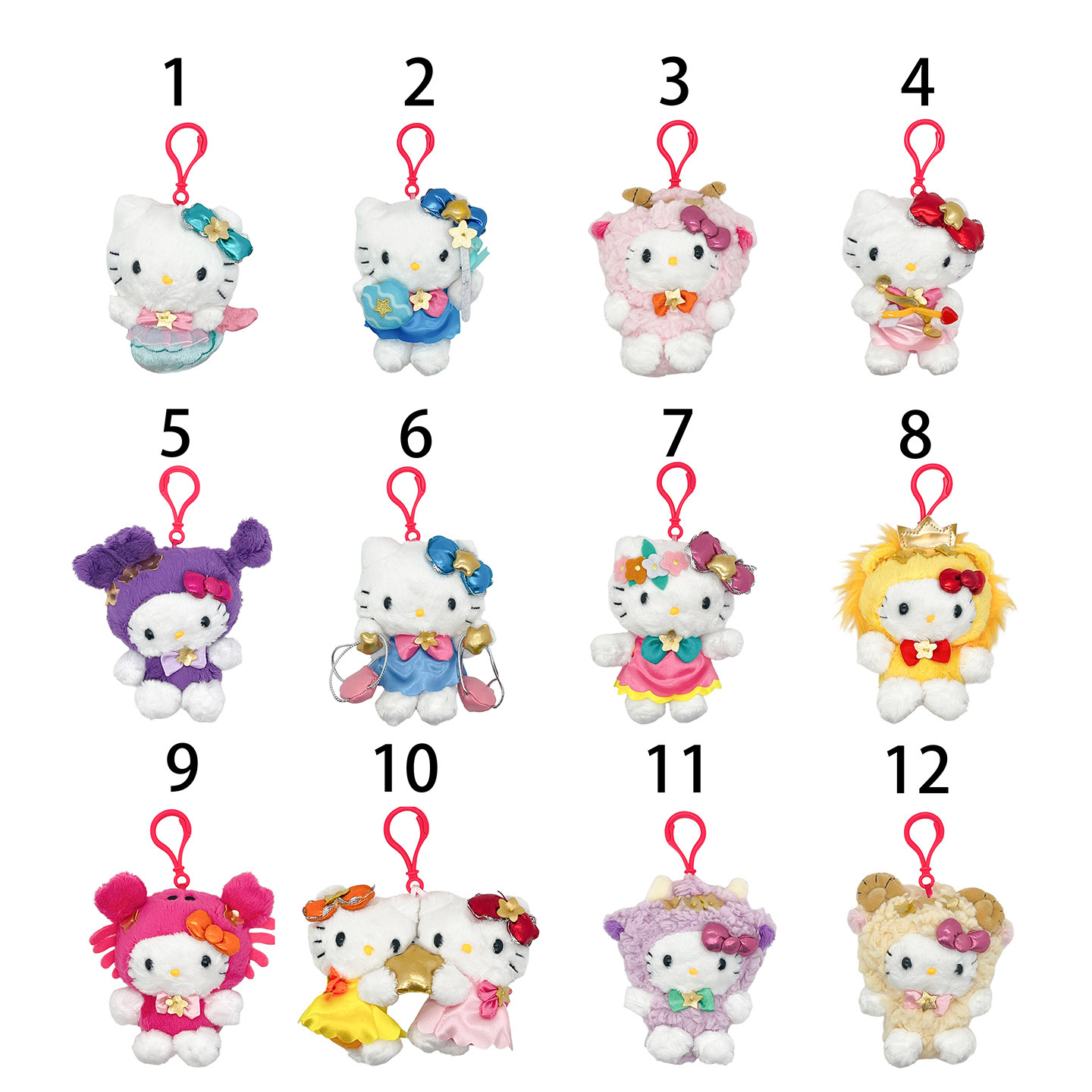 代购2026年5月份Hello Kitty 美版12星座系列毛公仔挂件--12款