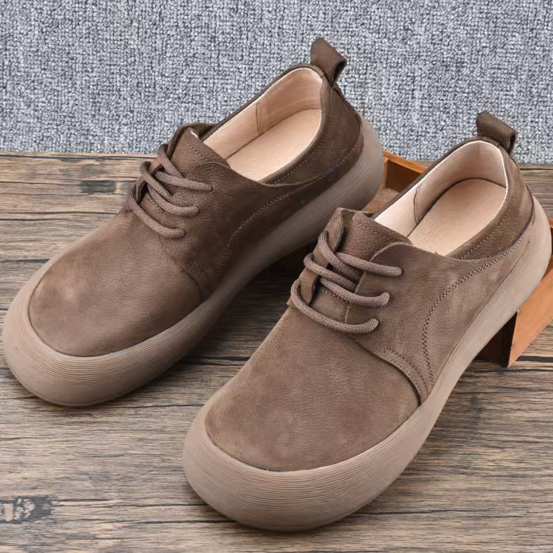 新款头层牛皮休闲皮鞋男真皮软底软面透气防滑耐磨潮流百搭男鞋