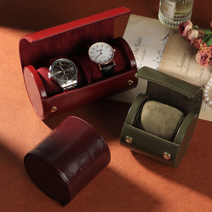 欧式大牌真皮手表盒高级便携腕表收纳盒轻奢时尚男女款油蜡皮表盒