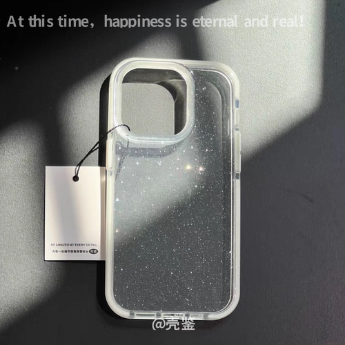 新品群星闪耀时iPhone17超晶闪防撞硅胶条适用iPhone17Promax闪粉软壳14Pro透明13高级感细闪17air保护防摔款