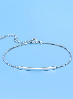 巧兰轩手链配饰女潮流欧美时尚弯管S925细款半圆仿设计感简约纯银