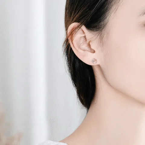 万盈首饰绽梅三色耳钉S925纯银韩版梅花耳饰轻奢个性定制配饰