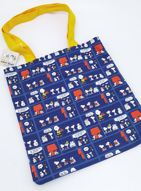 热追款日本正品史努比帆布休闲单肩包托特包简约背包通勤通学包