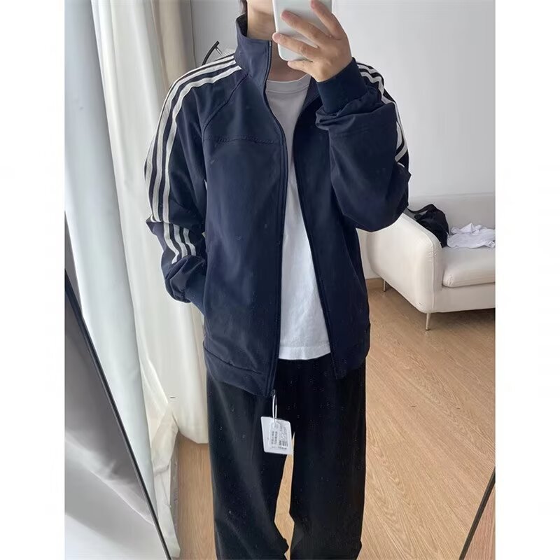 春季运动风无帽三杠短款夹克男