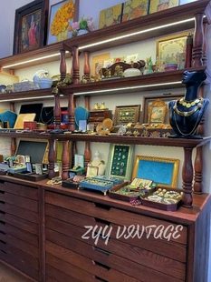 复古珠宝首饰展示柜文创礼品木质中岛柜玉石水晶店铺陈列柜架定制