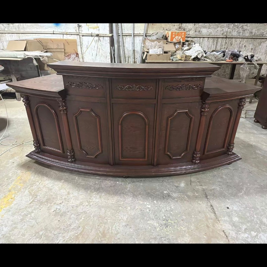 定制前台公司接待台美容院店铺迎宾台烤漆收银台欧式复古烤漆吧台