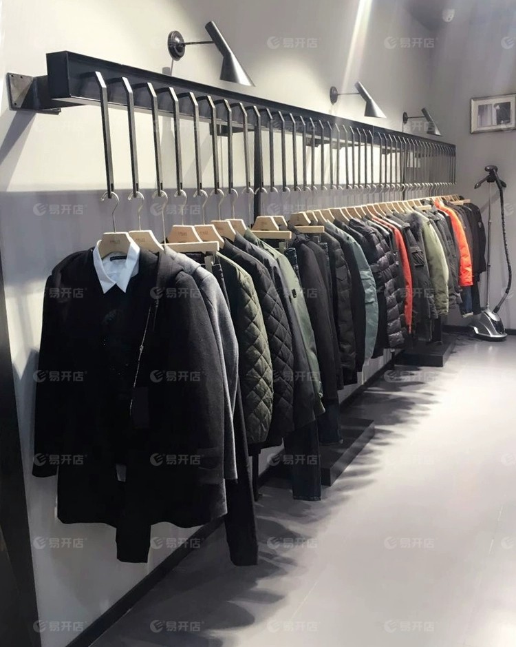 工业风服装店上墙陈列架loft男装女装侧挂展示架铁板铁艺货架定制