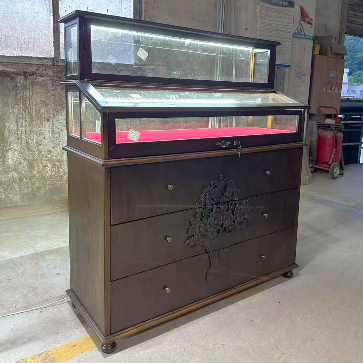 复古风珠宝首饰展示柜玉器翡翠木质展示置物架网红直播间柜台定制