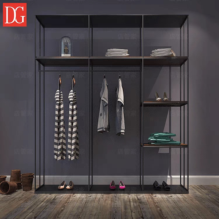 服装店衣架男装工业风货架直播专用展示架铁艺陈列展示柜靠墙定制