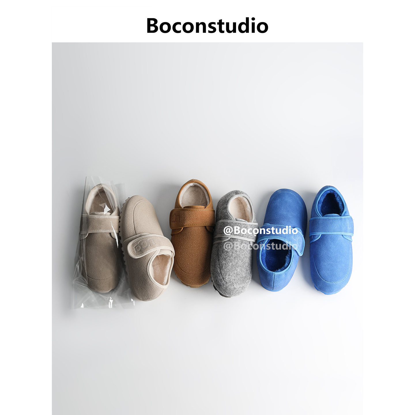 2025冬季新款复古百搭平底勃肯鞋魔术贴毛毛鞋过冬穿加绒保暖棉鞋