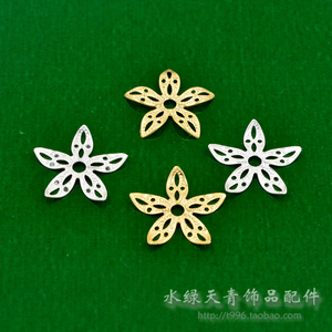 15MM五瓣小花纯铜镀金银色diy手工花片古典发簪材料步摇饰品配件