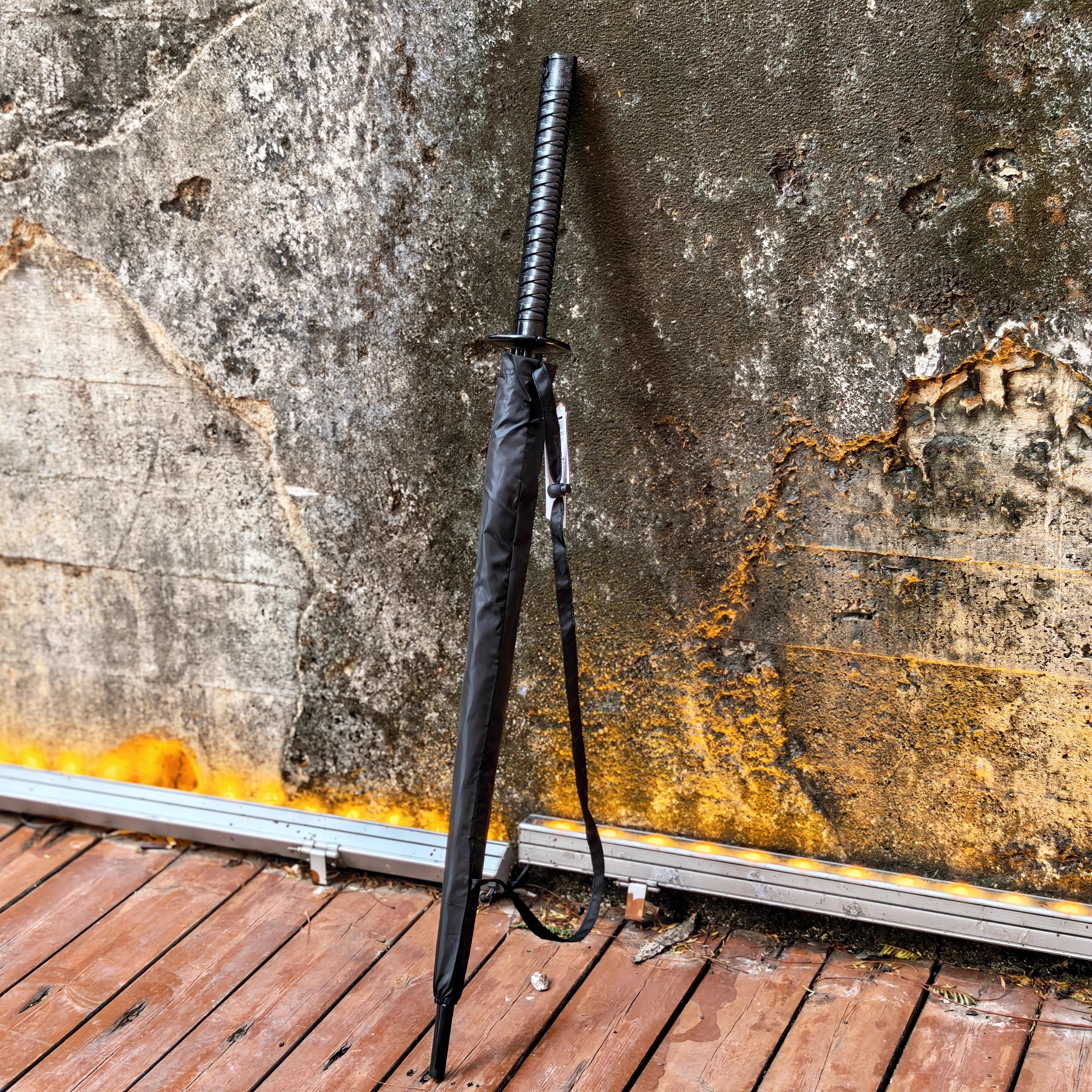 【黑武士炫酷风】出日本刀柄纯黑色自动纳米速干防风男女长柄雨伞