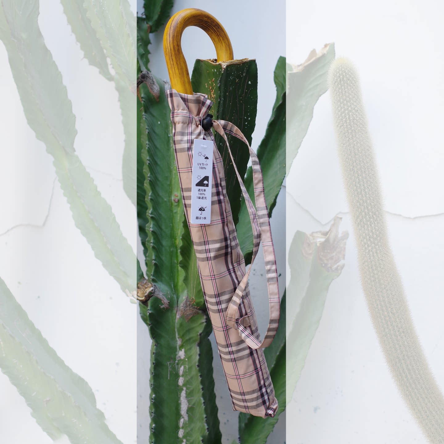 英伦经典嘎巴甸格纹伦敦街头的优雅与复古木头伞柄超大伞面双人用