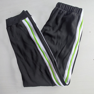可定制冬季加绒男女校服裤子黑色收口白宽杠压荧光绿杠休闲裤耐磨