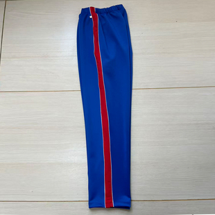 秋冬加绒初高中小学生校服裤 子宝蓝直口大红宽杠拼前后白绳休闲裤