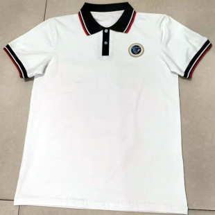 夏季款白色短袖北京陈经纶校服藏蓝领袖口拼大红白条藏蓝领口棉质