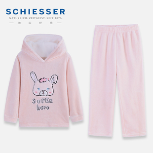 德国舒雅内衣女童家居服 秋冬TJ949H法兰绒加厚睡衣套装110/150码