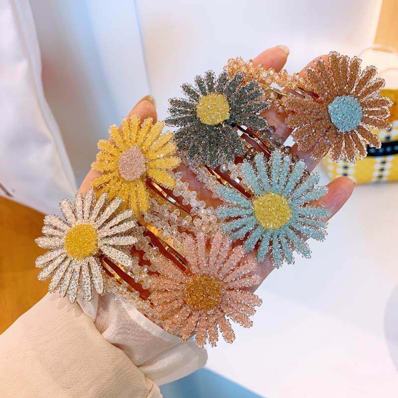 小雏菊水晶花朵森系头饰bb夹
