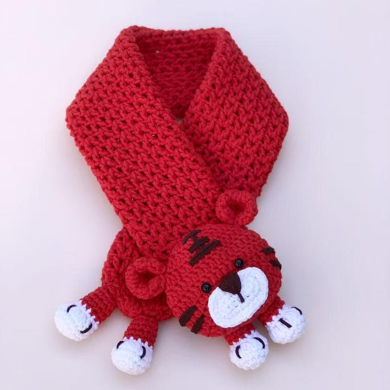 手工编织diy自制卡通小老虎围巾材料包钩针儿童宝宝可爱毛线围脖