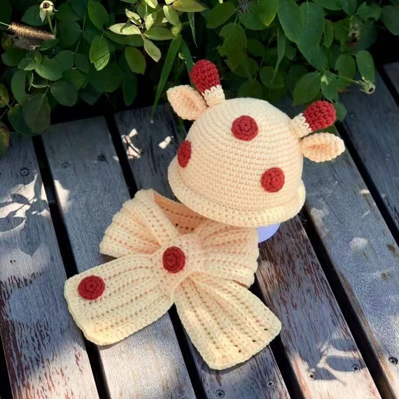 秋冬宝宝钩织帽子围巾套装diy材料包打发时间手工编织钩针毛线帽