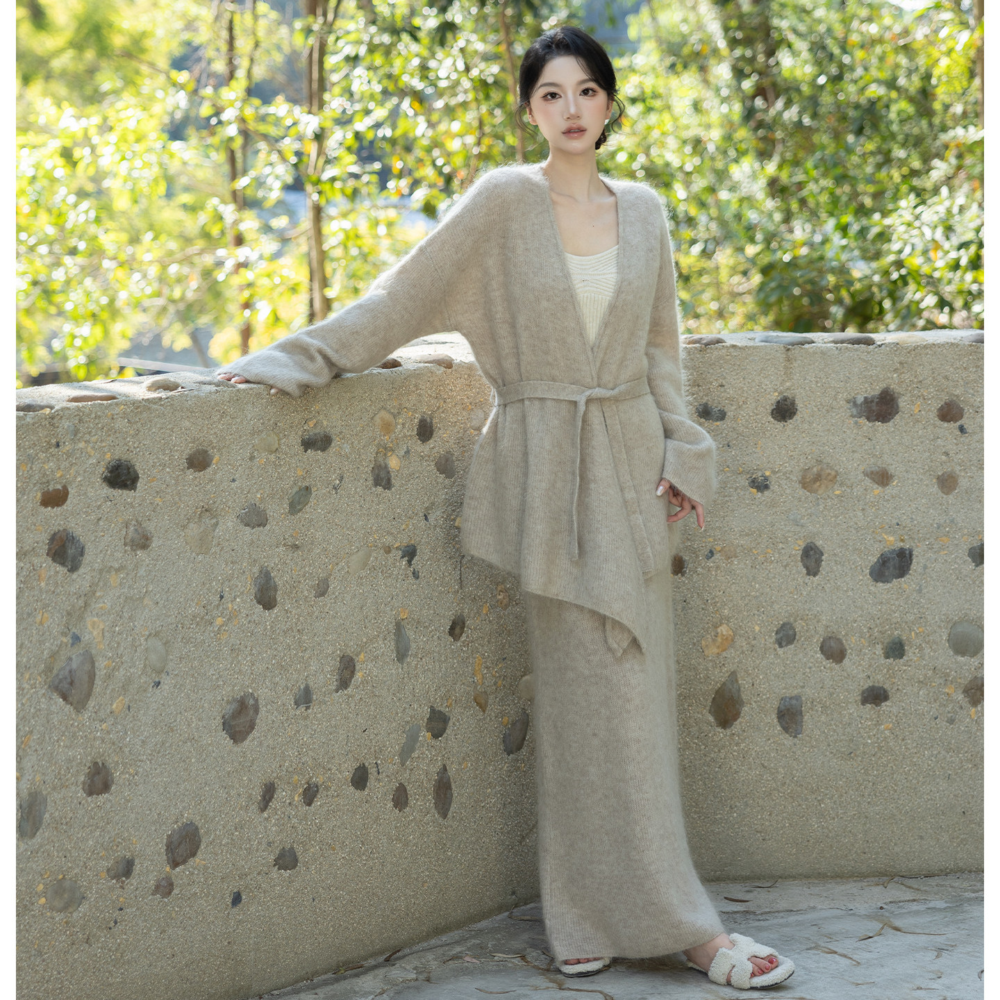 SerioLudere蛋仔很懒/大象灰羊毛马海毛开衫外套针织半身裙套装裙,女装/女士精品,时尚套装,淘宝优惠券,粉丝福利购,淘宝优惠卷