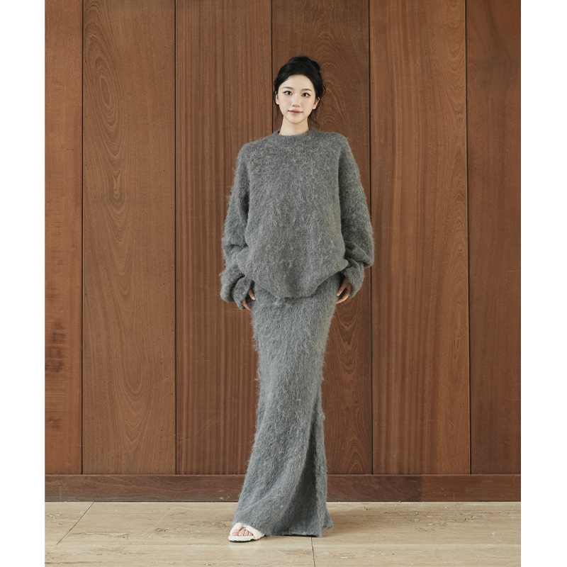 SerioLudere蛋仔很懒毛衣鱼尾裙