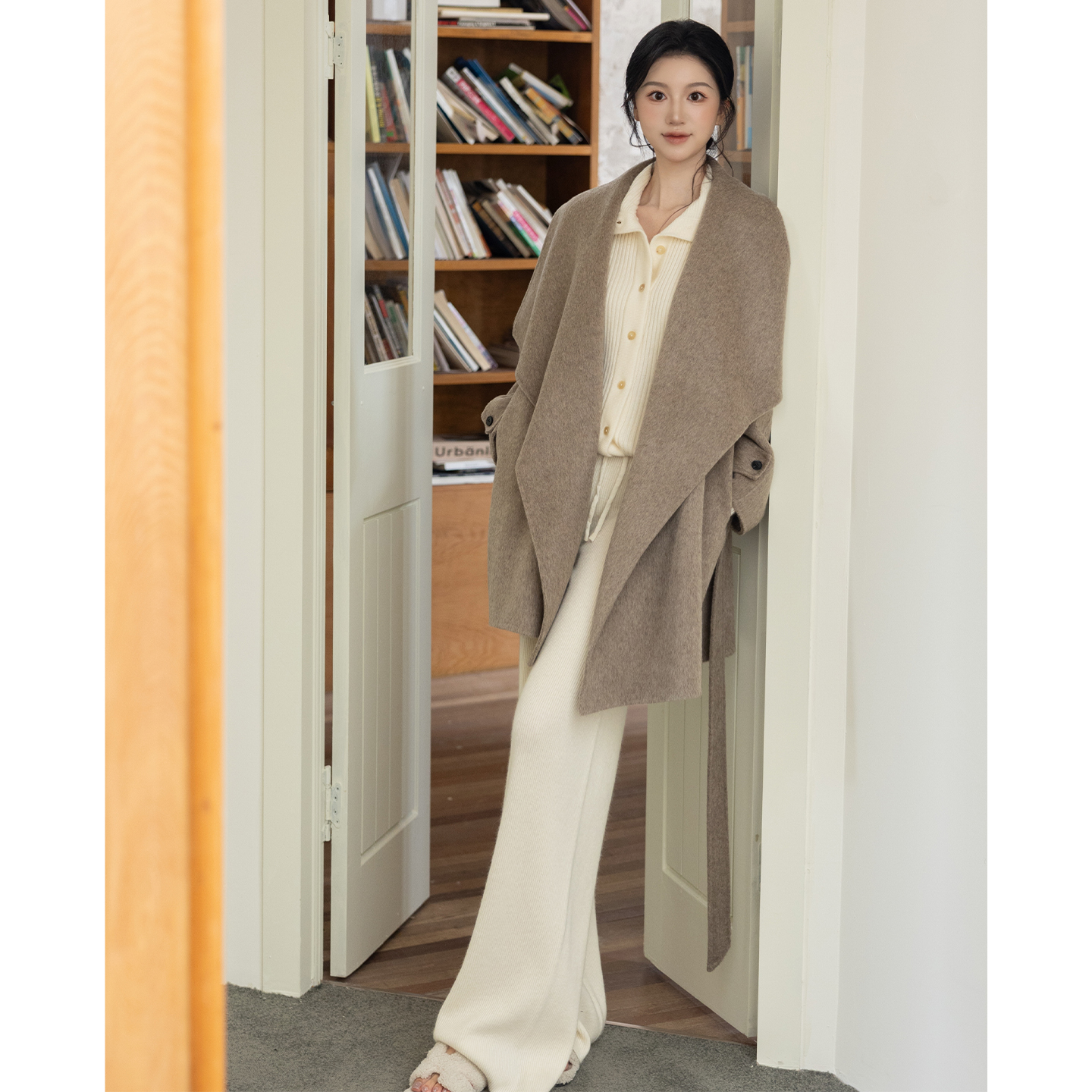 SerioLudere蛋仔很懒/ 100%羊毛oversized百搭毛呢外套短款大衣女