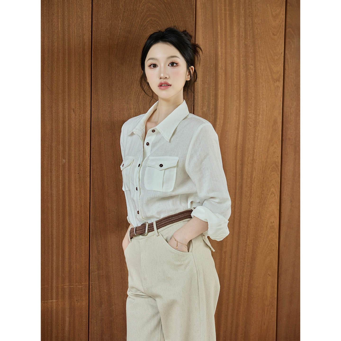 SerioLudere蛋仔很懒/ 百分百亚麻口袋老钱风宽松百搭长袖衬衣 女,女装/女士精品,衬衫,淘宝优惠券,粉丝福利购,淘宝优惠卷