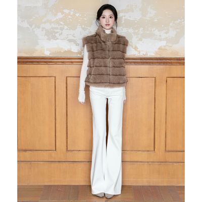 SerioLudere蛋仔很懒/  立领保暖时髦百搭叠穿顺滑皮草马甲外套女