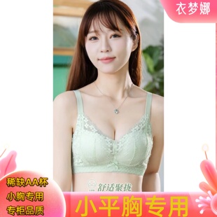 专柜无磁安检AA杯3CM扁平显大聚拢乳胶文胸无侧骨中厚调整小内衣