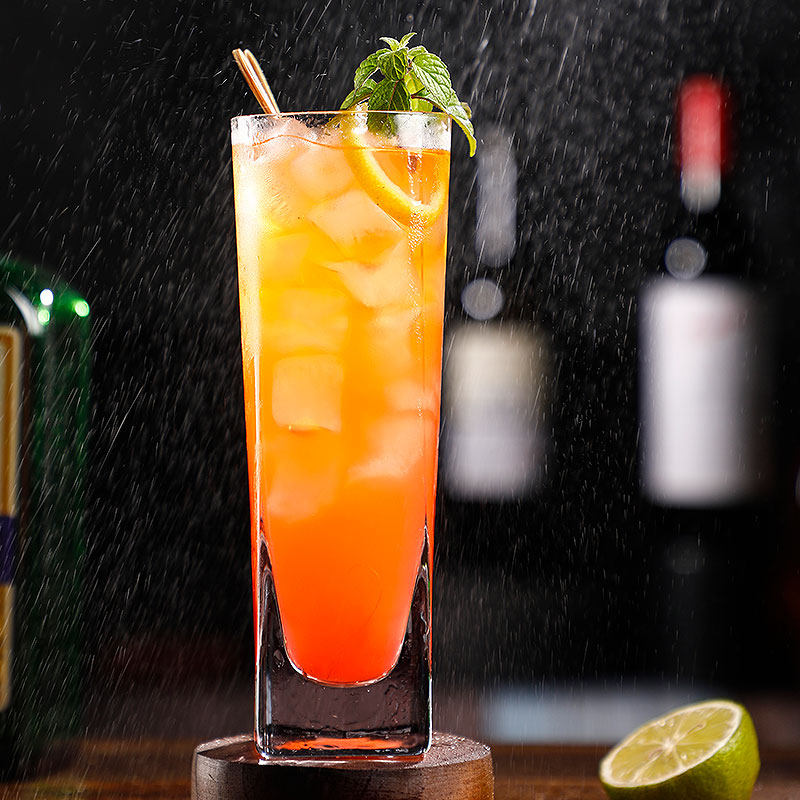 日式直身杯柯林杯鸡尾酒杯海波杯长岛冰茶玻璃杯长饮杯方形长酒杯