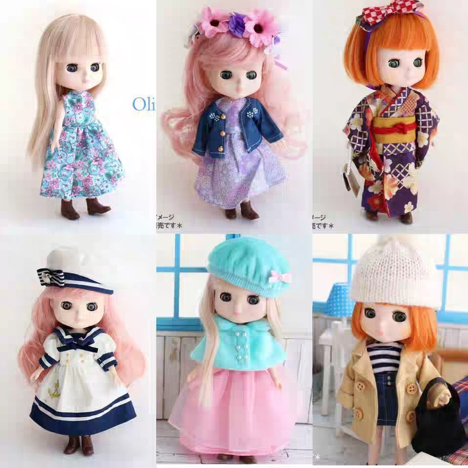 包邮 出口日本大牌bjd改妆娃娃6寸眨眼可换衣服带假发公主洋娃娃